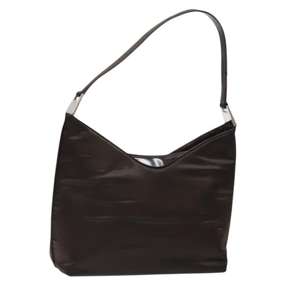 Authentic GUCCI Shoulder Bag Nylon Brown Silver 001 3017